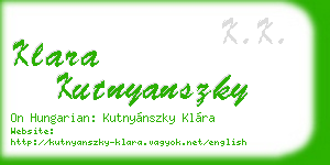 klara kutnyanszky business card