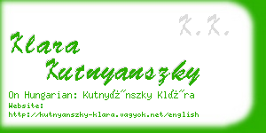 klara kutnyanszky business card